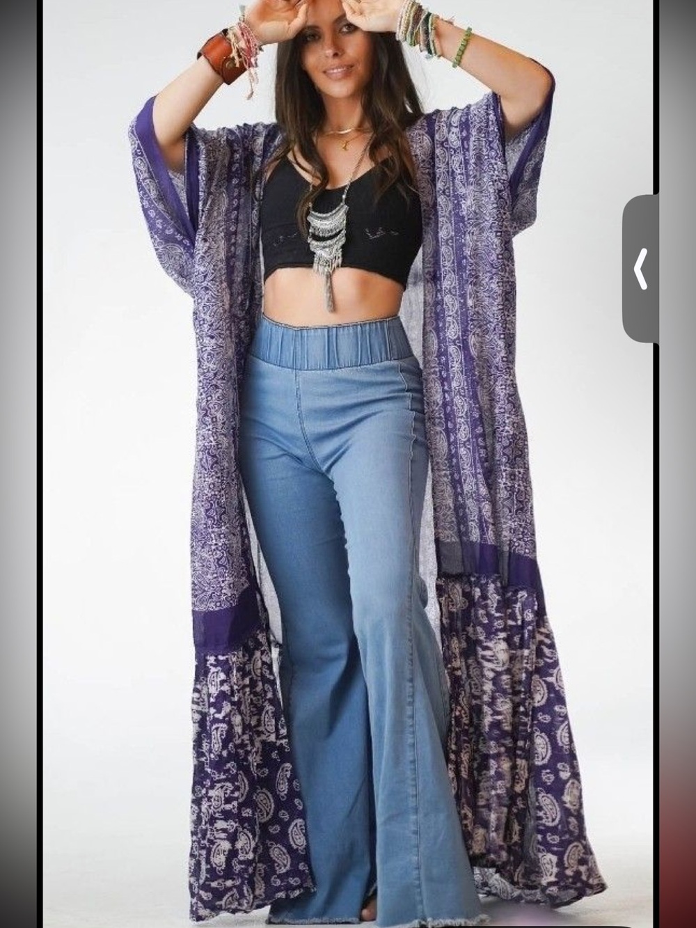 Boho Blue Paisley Duster Kimono